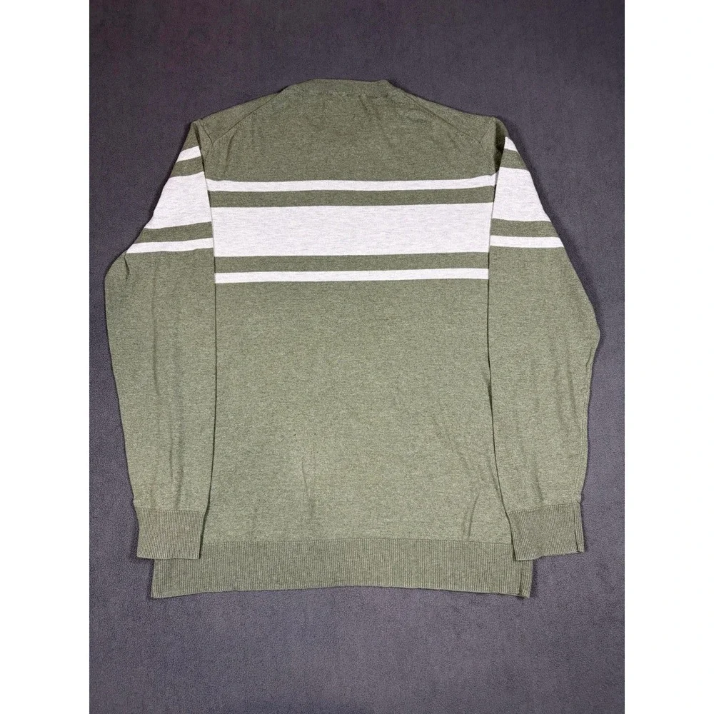 Old Navy Sweater Mens L Tall Green Striped Crew Neck Long Sleeve Go-Recycled